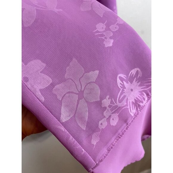 Suzanne Somers Floral Burnout Skirt L Purple Flowy Feminine Preppy Euro Summer - Picture 4 of 9